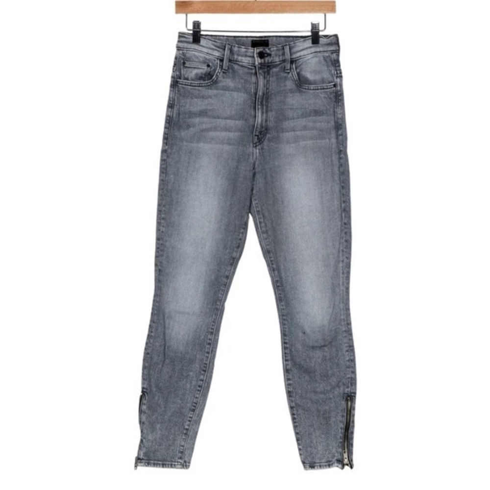 Mothers Gray High Rise Ankle Skinny Jeans Women's Zip Hem Denim‎ Pants